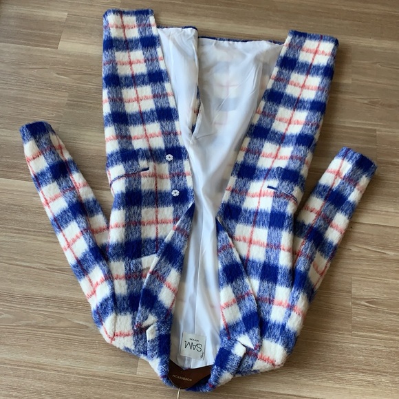 SAM New York brushed wool multicolored plaid women’s size small coat - Picture 9 of 17